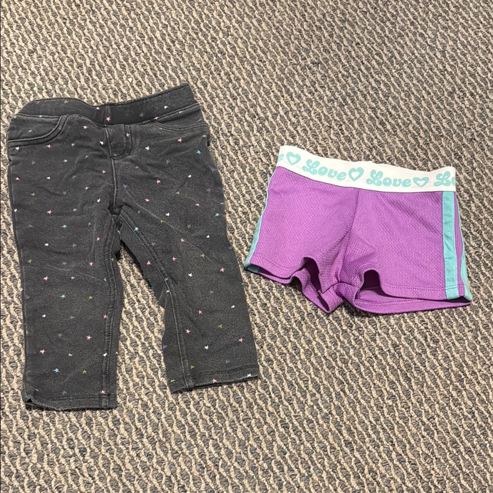 Set of 2: Black and Purple Kids Pants Set